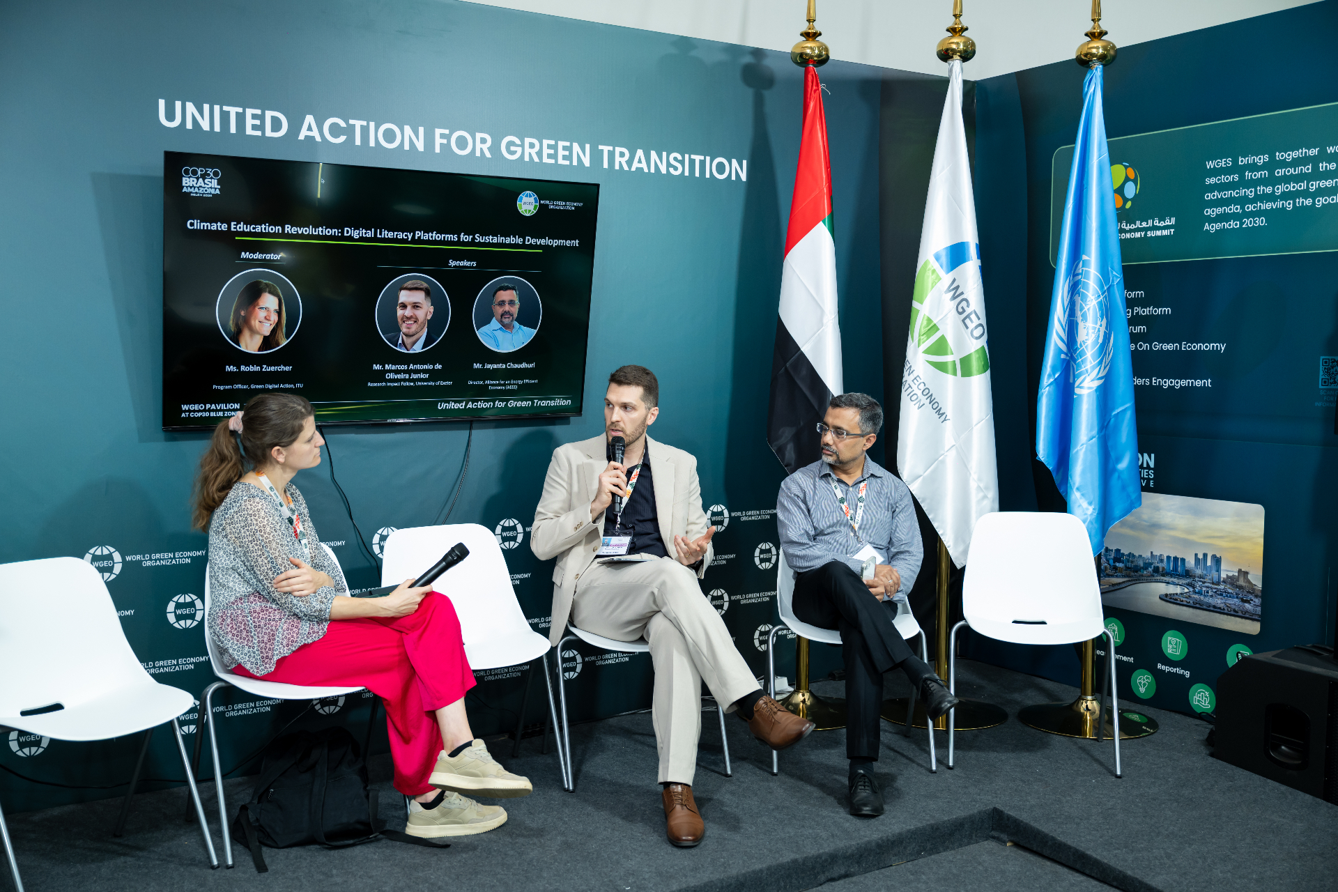 Climate Education panel · WGEO Pavilion, COP30